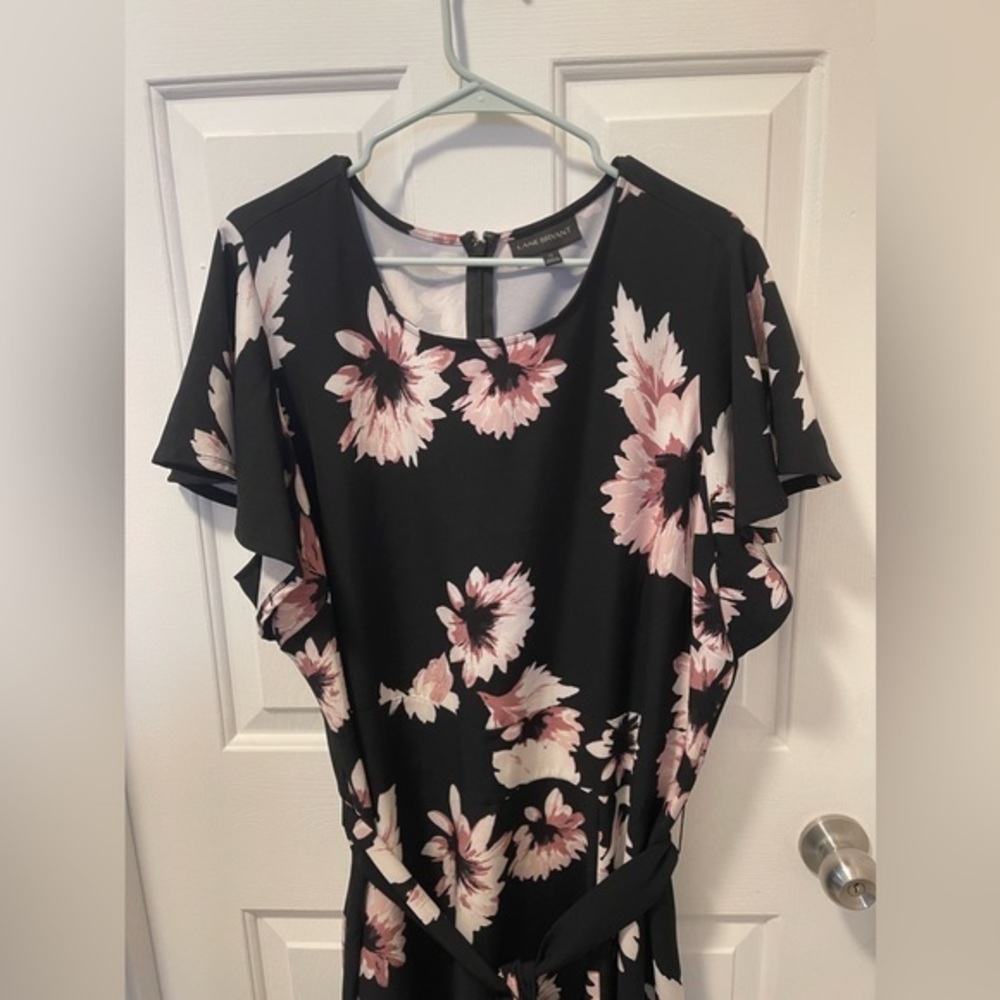 Lane Bryant Size 24 Beautiful Black And Pink Floral Dress - Picture 5 of 7